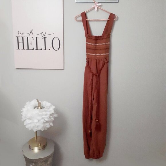 NWT Free People stitched smock linen blend jumpsuit - Picture 12 of 16